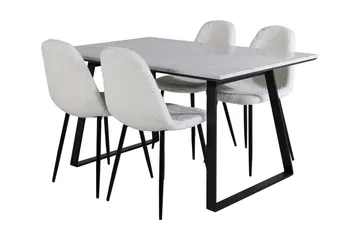 Admira Spisebordssæt 140 cm inkl 4 Ypas Stole - Marmor/Hvid/Sort - Møbler - Borde - Spisebordssæt