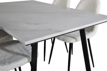 Admira Spisebordssæt 140 cm inkl 4 Ypas Stole - Marmor/Hvid/Sort - Møbler - Borde - Spisebordssæt