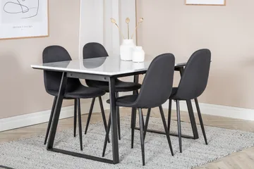Admira Spisebordssæt 140 cm inkl 4 Ypas Stole - Marmor/Hvid/Sort - Møbler - Borde - Spisebordssæt