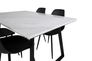 Admira Spisebordssæt 140 cm inkl 4 Ypas Stole - Marmor/Hvid/Sort - Møbler - Borde - Spisebordssæt