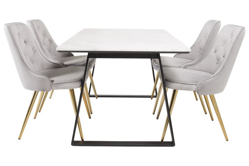 Admira Spisebordssæt med 4 Valera Lyx velourstol - Spisebordssæt