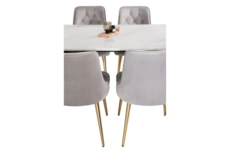 Admira Spisebordssæt med 4 Valera Lyx velourstol - Møbler - Borde - Spisebordssæt