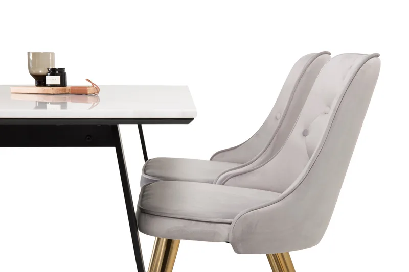 Admira Spisebordssæt med 4 Valera Lyx velourstol - Møbler - Borde - Spisebordssæt