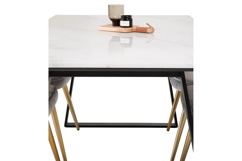 Admira Spisebordssæt med 4 Valera Lyx velourstol - Spisebordssæt