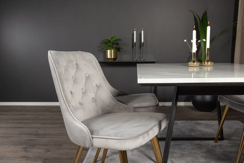 Admira Spisebordssæt med 4 Valera Lyx velourstol - Møbler - Borde - Spisebordssæt