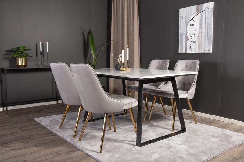 Admira Spisebordssæt med 4 Valera Lyx velourstol - Møbler - Borde - Spisebordssæt