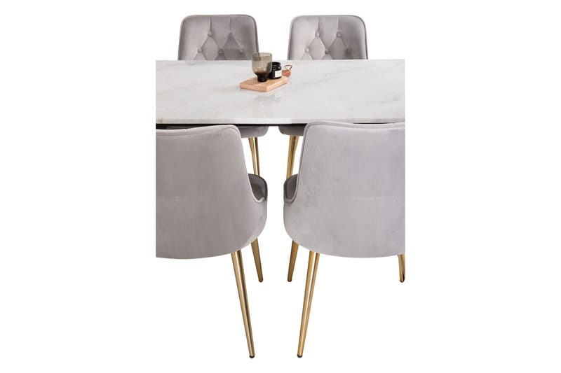 Admira Spisebordssæt med 4 Valera Lyx velourstol - Møbler - Borde - Spisebordssæt