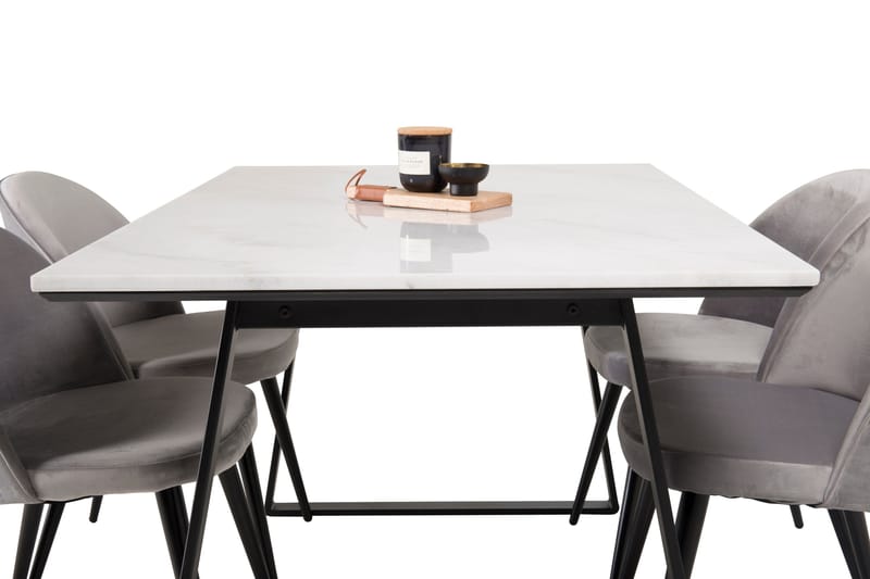 Admira Spisebordssæt med 4 Valerie Køkkenstol Velour - Møbler - Borde - Spisebordssæt