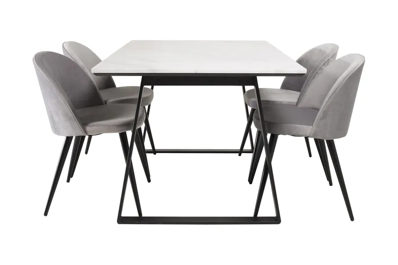 Admira Spisebordssæt med 4 Valerie Køkkenstol Velour - Møbler - Borde - Spisebordssæt