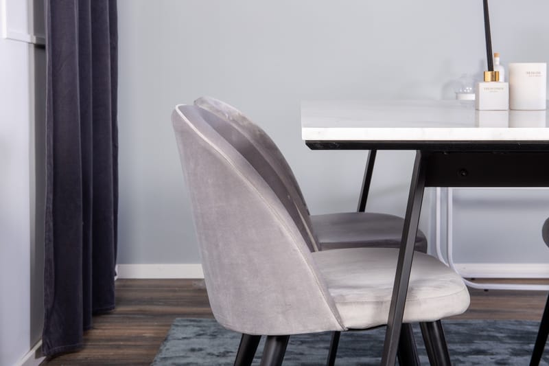 Admira Spisebordssæt med 4 Valerie Køkkenstol Velour - Møbler - Borde - Spisebordssæt