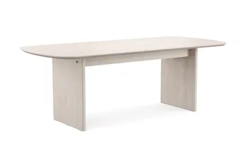 Alma spisegruppe 220 cm rektangulær hvidlakeret med 6 Amelia spisestole med hynde - Hvidlaseret/beige - Møbler - Borde - Spisebordssæt