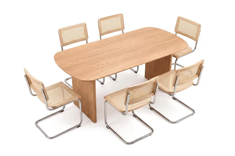 Alma spisegruppe rektangulær 180 cm eg med 6 Build-spisestole - Eg - Møbler - Borde - Spisebordssæt