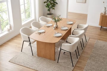 Alma spisegruppe rektangulær 180 cm eg med 6 Filip spisebordsstole - Eg - Møbler - Borde - Spisebordssæt