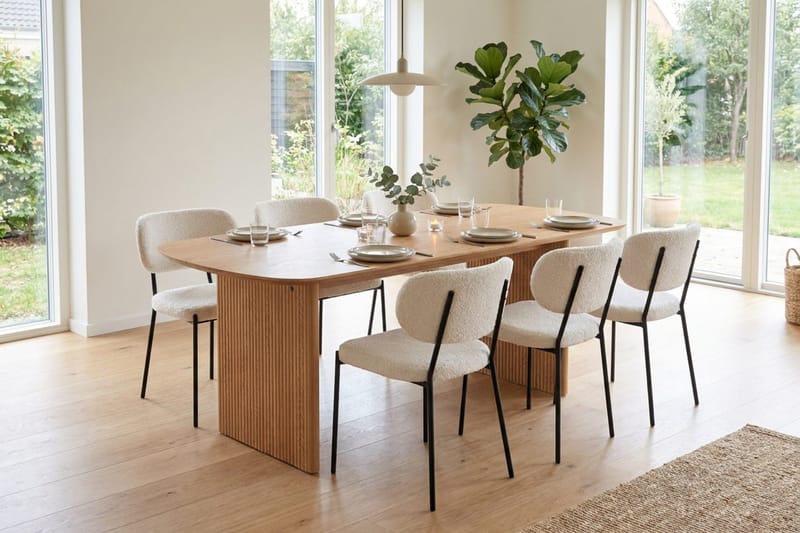 Alma spisegruppe rektangulær 180 cm eg med 6 Gemmiano spisebordsstole - Eg - Møbler - Borde - Spisebordssæt