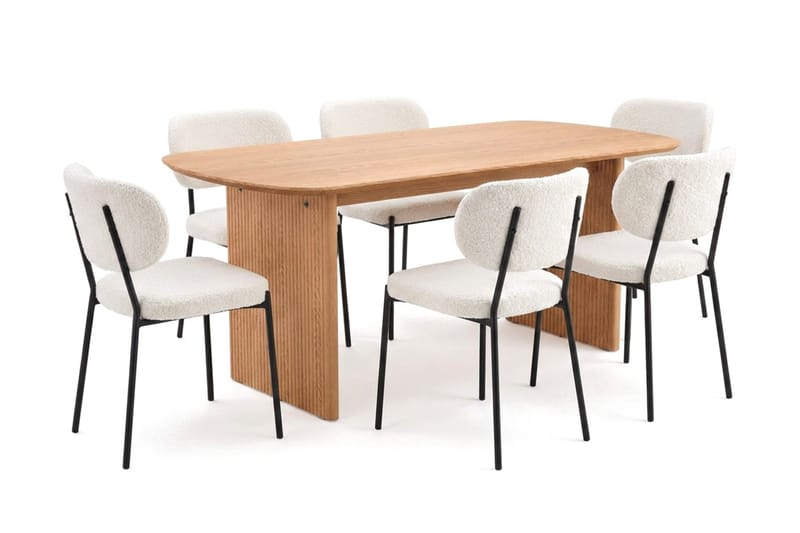 Alma spisegruppe rektangulær 180 cm eg med 6 Gemmiano spisebordsstole - Eg - Møbler - Borde - Spisebordssæt