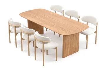 Alma spisegruppe rektangulær 180 cm eg med 6 Jaiveer spisebordsstole - Eg - Møbler - Borde - Spisebordssæt