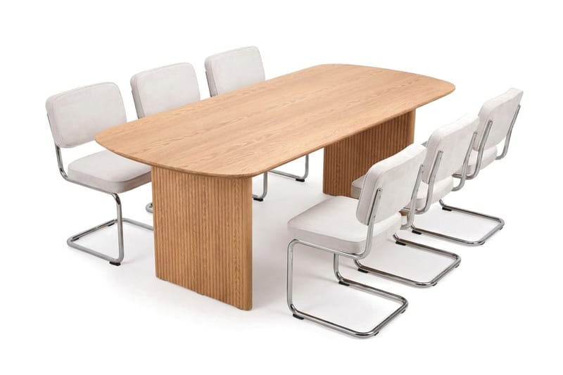 Alma spisegruppe rektangulær 180 cm eg med 6 Milva-spisestole - Eg - Møbler - Borde - Spisebordssæt