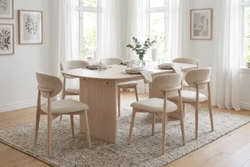 Alma spisegruppe rektangulær 180 cm hvidlaseret med 6 Molly-spisestole - Hvidlaseret - Møbler - Borde - Spisebordssæt