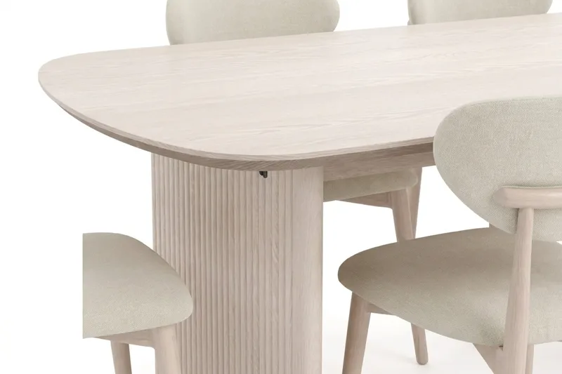 Alma spisegruppe rektangulær 180 cm hvidlaseret med 6 Molly-spisestole - Hvidlaseret - Møbler - Borde - Spisebordssæt