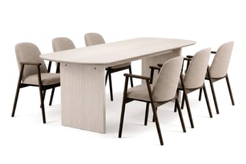 Alma spisegruppe rektangulær 180 cm hvidlaseret med 6 Reciclar spisestole - Hvidlaseret - Møbler - Borde - Spisebordssæt