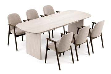 Alma spisegruppe rektangulær 180 cm hvidlaseret med 6 Reciclar spisestole - Hvidlaseret - Møbler - Borde - Spisebordssæt