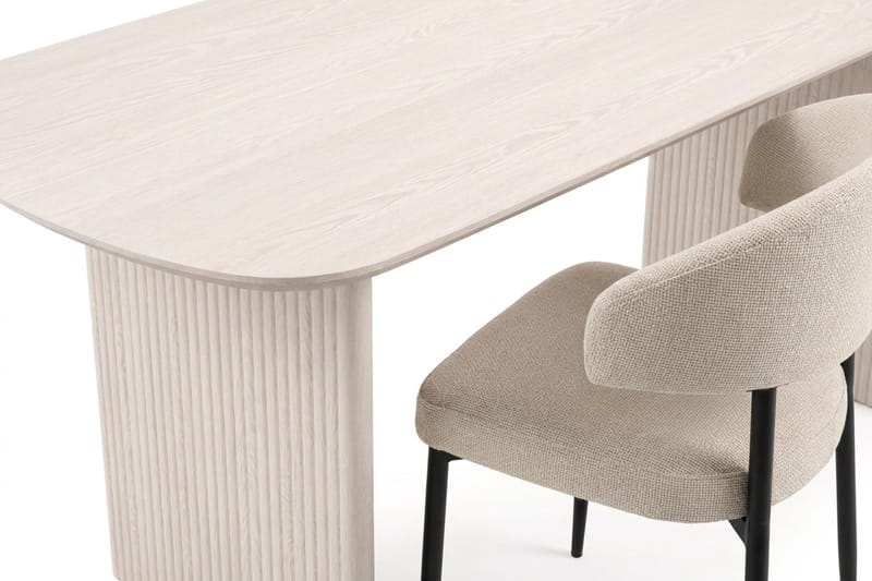 Alma spisegruppe rektangulær 180 cm hvidlaseret med 6 Sawako spisestole - Hvidlaseret - Møbler - Borde - Spisebordssæt