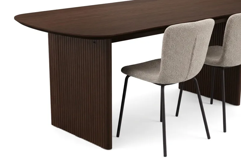 Alma spisegruppe rektangulær 180 cm røget eg med 6 Katy spisebordsstole, Røget eg