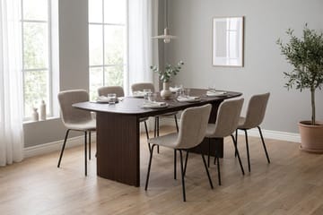 Alma spisegruppe rektangulær 180 cm røget eg med 6 Katy spisebordsstole - Røget eg - Møbler - Borde - Spisebordssæt