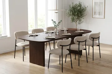 Alma spisegruppe rektangulær 180 cm røget eg med 6 Lucy spisebordsstole - Røget eg - Møbler - Borde - Spisebordssæt