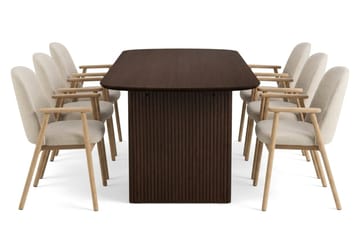 Alma spisegruppe rektangulær 180 cm røget eg med 6 Reciclar spisestole - Røget eg - Møbler - Borde - Spisebordssæt