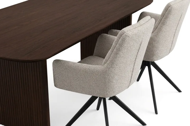 Alma spisegruppe rektangulær 180 cm røget eg med 6 Torsby spisebordsstole, Røget eg