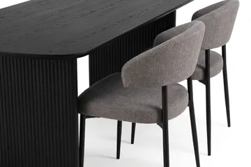 Alma spisegruppe rektangulær 180 cm Sort med 6 Sawako-spisestole - Sort - Møbler - Borde - Spisebordssæt