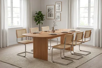 Alma spisegruppe rektangulær 220 cm eg med 6 Build-spisestole - Eg - Møbler - Borde - Spisebordssæt