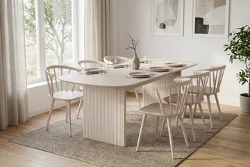 Alma spisegruppe rektangulær 220 cm hvidlaseret med 6 Tyrö-spisestole - Hvidlaseret - Møbler - Borde - Spisebordssæt