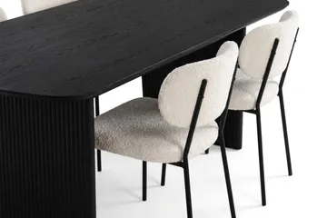 Alma spisegruppe rektangulær 220 cm Sort med 6 Gemmiano-spisestole - Sortbejdset eg - Møbler - Borde - Spisebordssæt