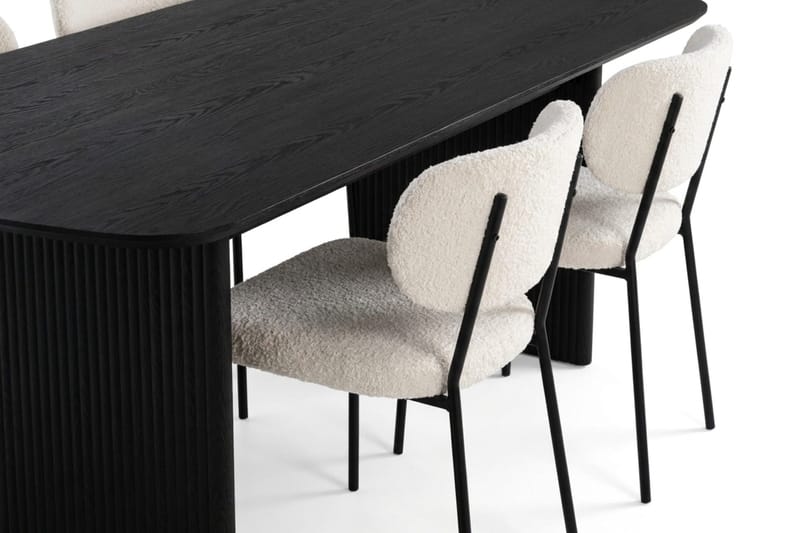 Alma spisegruppe rektangulær 220 cm Sort med 6 Gemmiano-spisestole - Sortbejdset eg - Møbler - Borde - Spisebordssæt