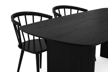 Alma spisegruppe rektangulær 220 cm sort med 6 Tyrö-spisestole - Sort - Møbler - Borde - Spisebordssæt