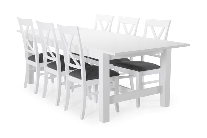 Altea Spisebord med 6 stk Hartford Stole - Hvid - Spisebordssæt