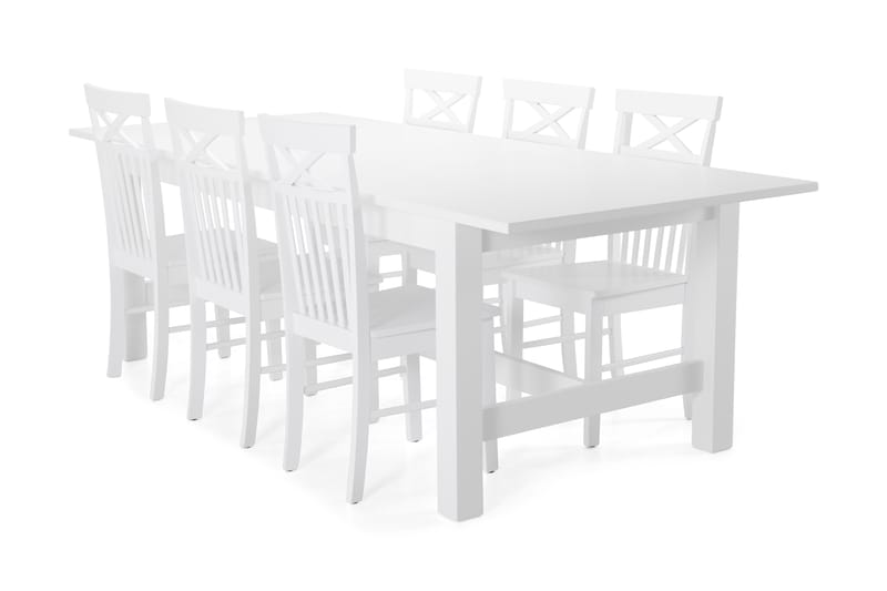 Altea Spisebord med 6 stk Michigan Stole - Hvid - Spisebordssæt