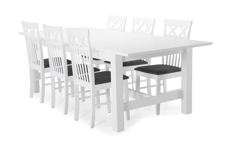 Altea Spisebord med 6 stk Rebecka Stole - Hvid - Spisebordssæt