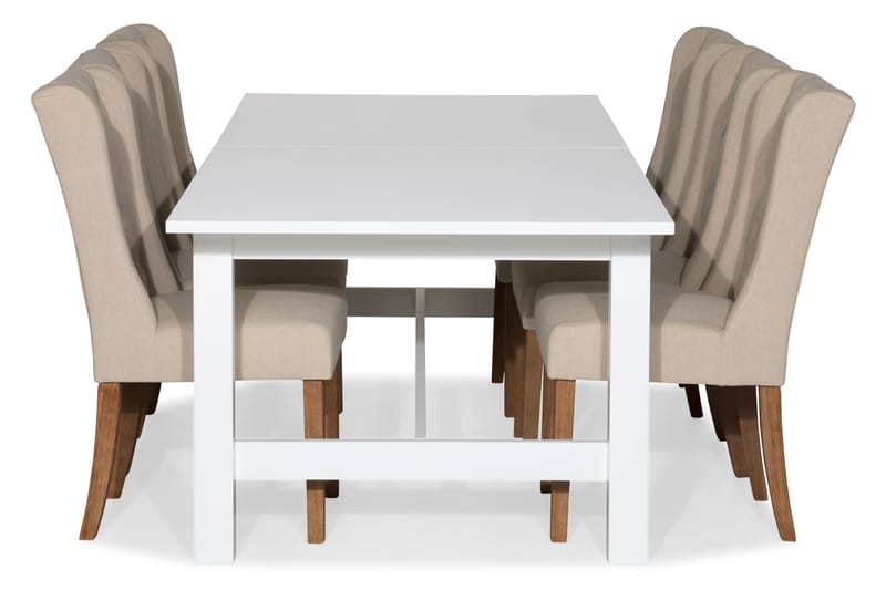 Altea Spisebordssæt Udvideligt 240 cm med 6 Irma Stole - Hvid/Beige - Spisebordssæt