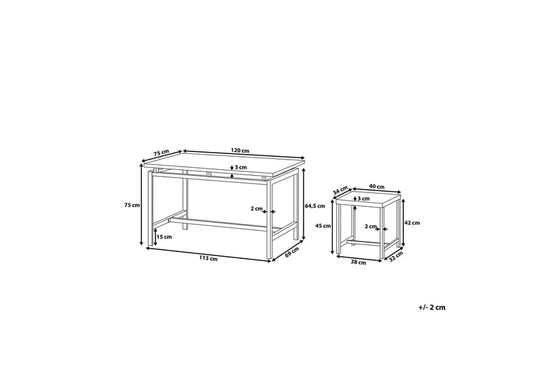 Arlington Spisebordssæt 75 cm - Sort - Møbler - Borde - Spisebordssæt