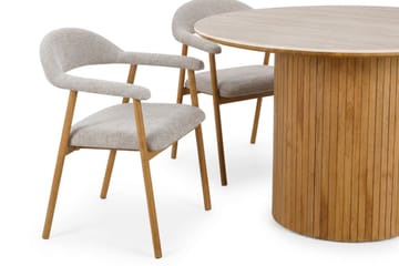 Arvo rund spisegruppe 120 cm eg med 4 Ronja spisebordsstole - Eg/Eg - Møbler - Borde - Spisebordssæt