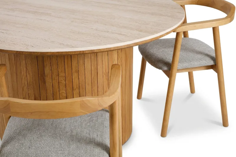 Arvo Spisegruppe rund 150 cm Eg med 6 Jolie Spisebordsstole - Eg - Møbler - Borde - Spisebordssæt
