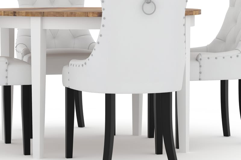 Asuma Spisebord 120 cm Rundt med 4st Tuva Spisebordsstole Ku - Antik - Spisebordssæt