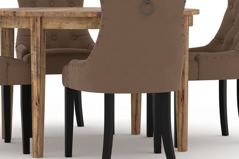 Asuma Spisebord 120 cm Rundt med 4st Viktoria Spisebordsstol - Hvid - Spisebordssæt