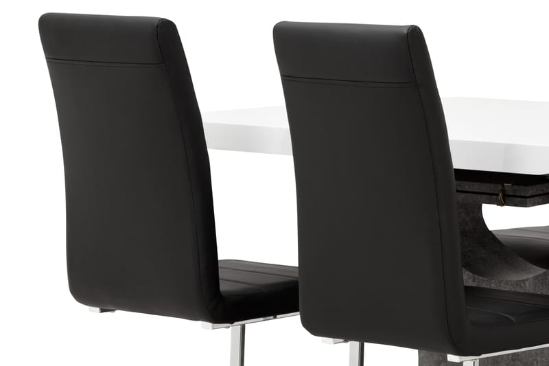 Azusa Spisebordssæt 140 cm med 4 Sorado Stol - Hvid/Beton/Sort - Møbler - Borde - Spisebordssæt