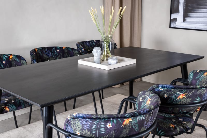 Balisa Matgrupp 180 cm + 6 st Arcarazo Matstolar Venture Home Black - Møbler - Borde - Spisebordssæt