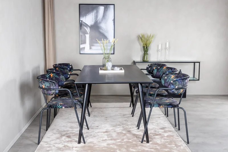 Balisa Matgrupp 180 cm + 6 st Arcarazo Matstolar Venture Home Black, undefined