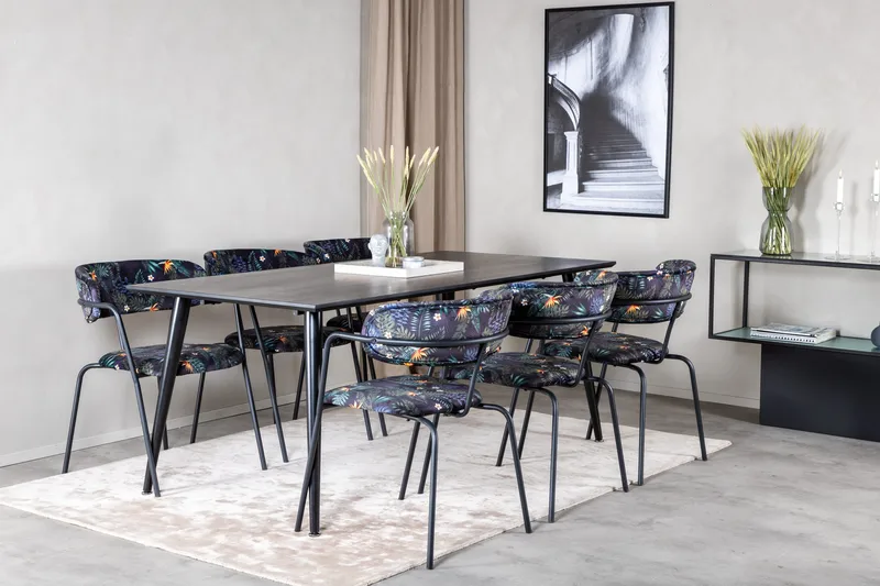 Balisa Matgrupp 180 cm + 6 st Arcarazo Matstolar Venture Home Black - Møbler - Borde - Spisebordssæt